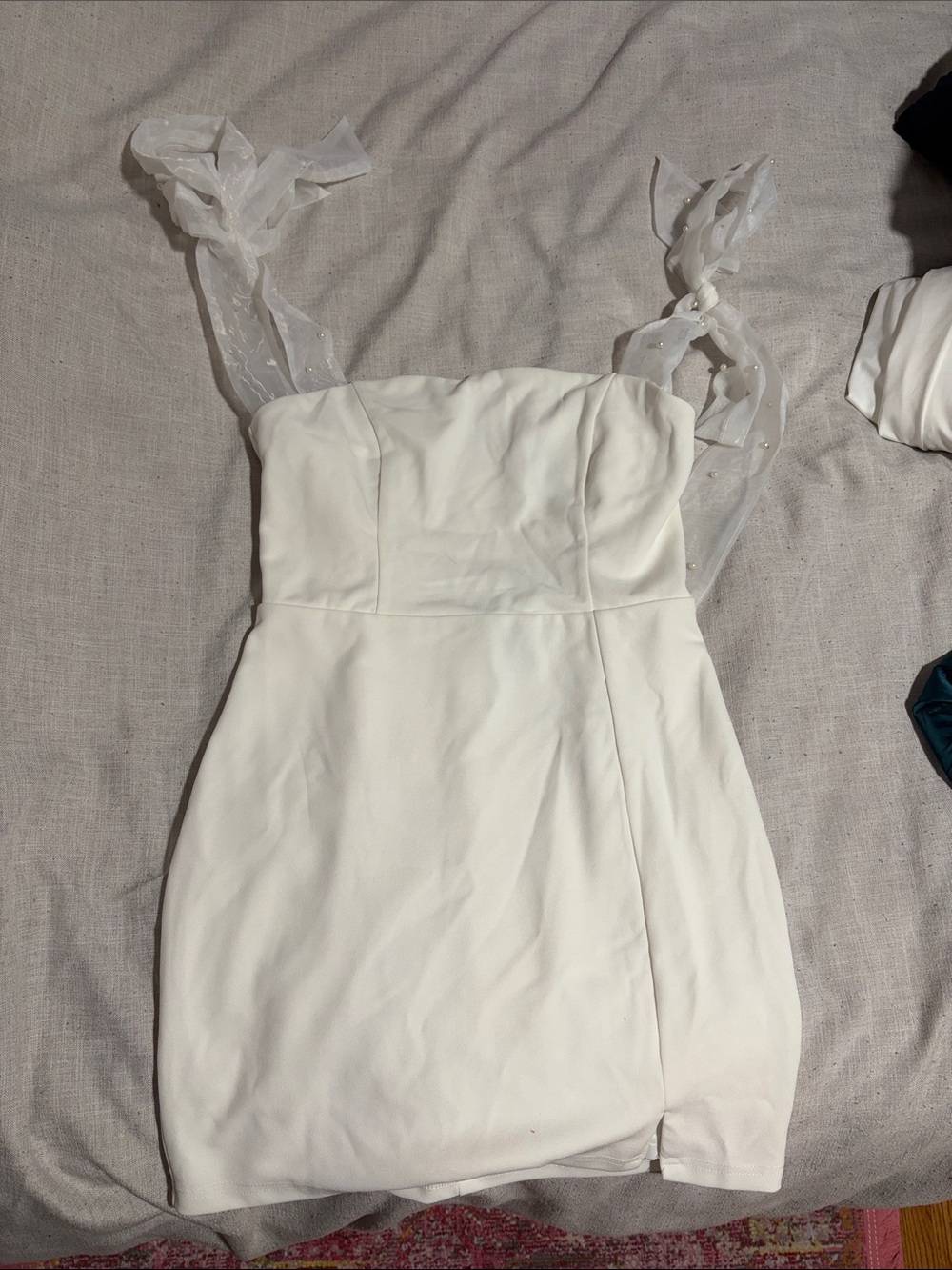 Lulu's White Mini Dress with Sheer Tie Straps